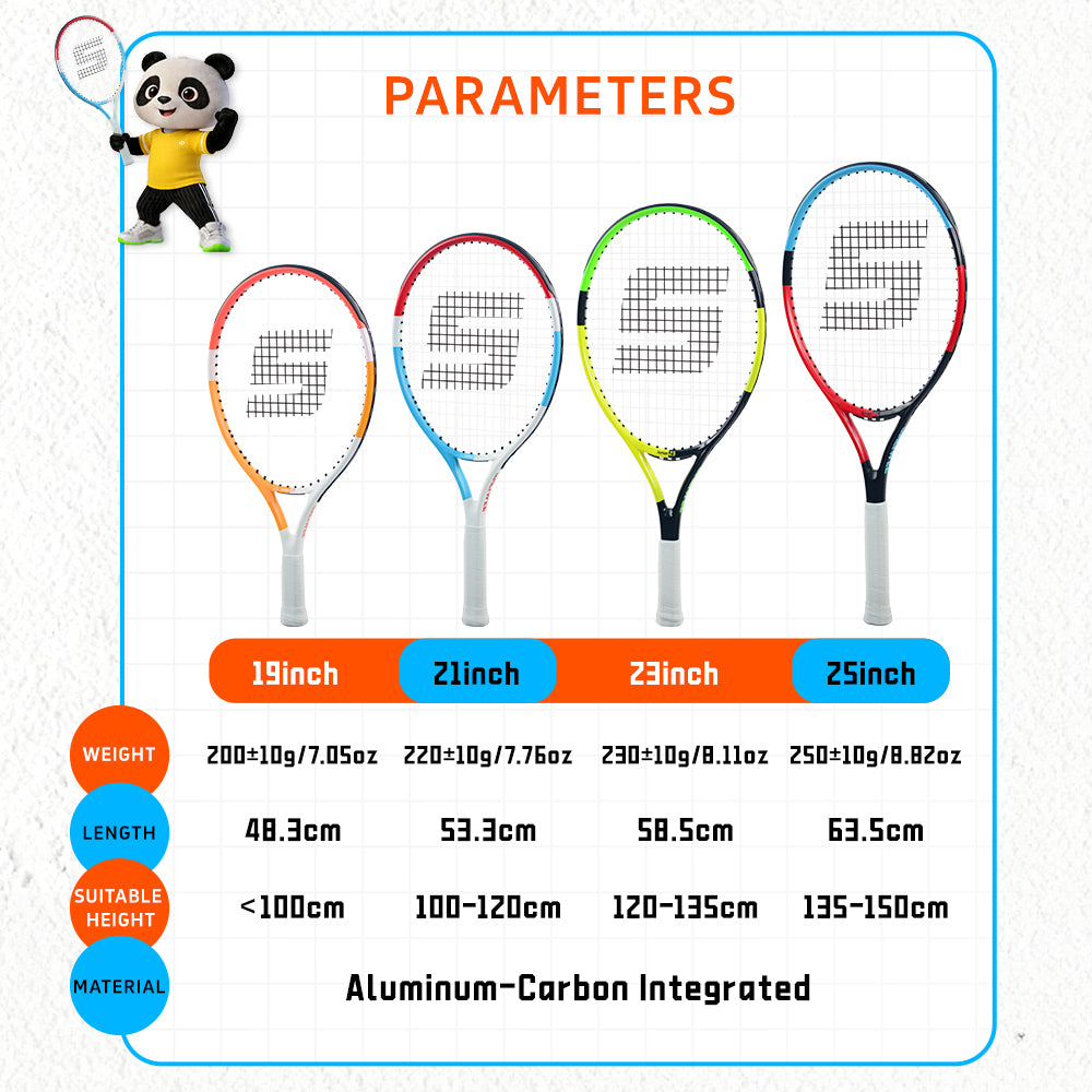 SALYWEE Children Tennis Racket Aluminum-Carbon Frame 4 Sizes Optional Lightweight For Kids Height Matching Training Use