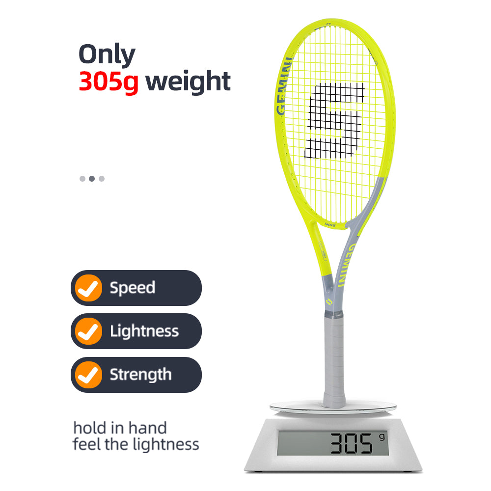 SALYWEE Gemini Composite Tennis Racket 69cm Length 330mm Balance Point 50-60LBS Tension Aluminum Carbon Frame Daily Practice Tennis Racket