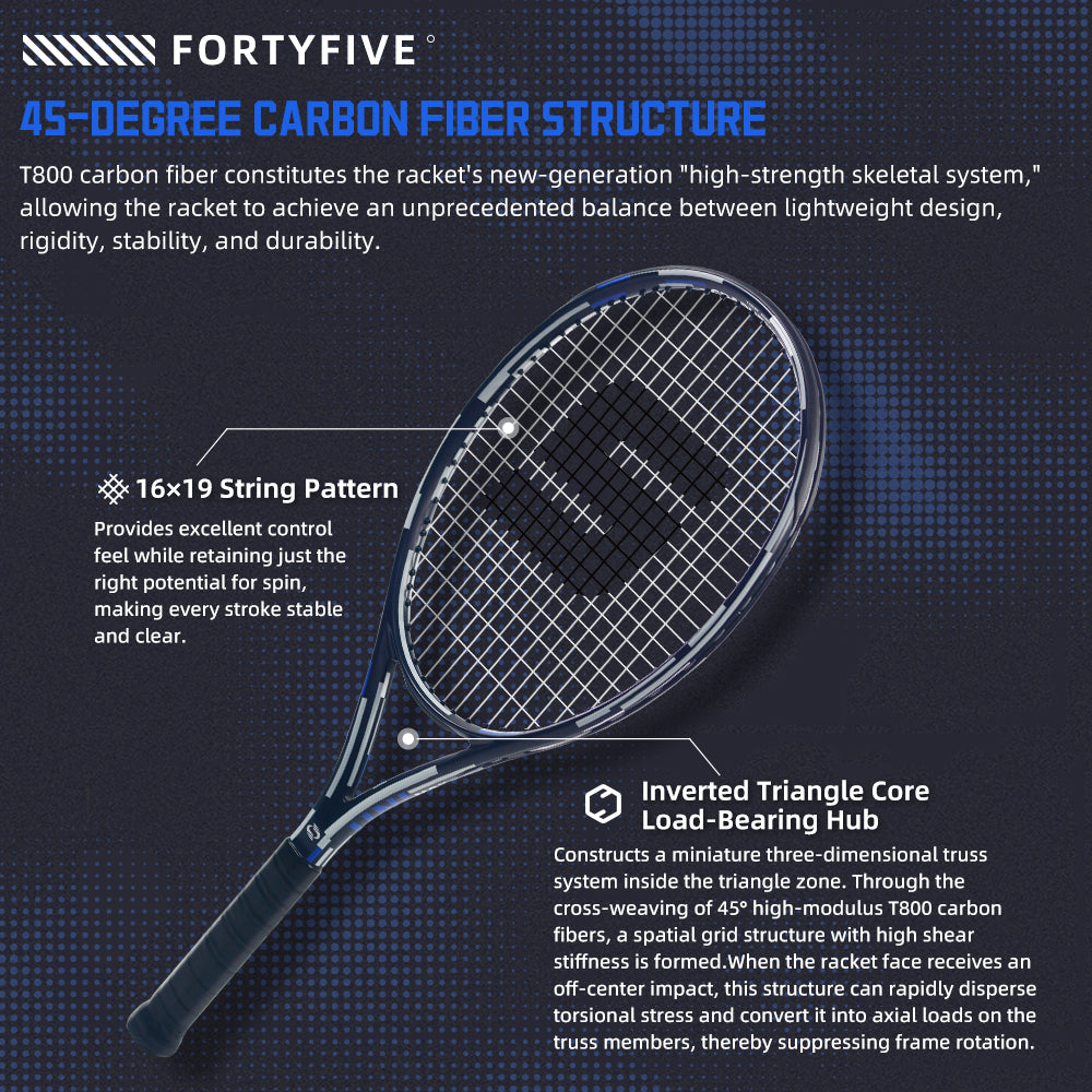 SALYWEE UNI360 Tennis Racket T800 Carbon Fiber 105in² Head 16×19 String Pattern Stable Control for Intermediate Adult Players