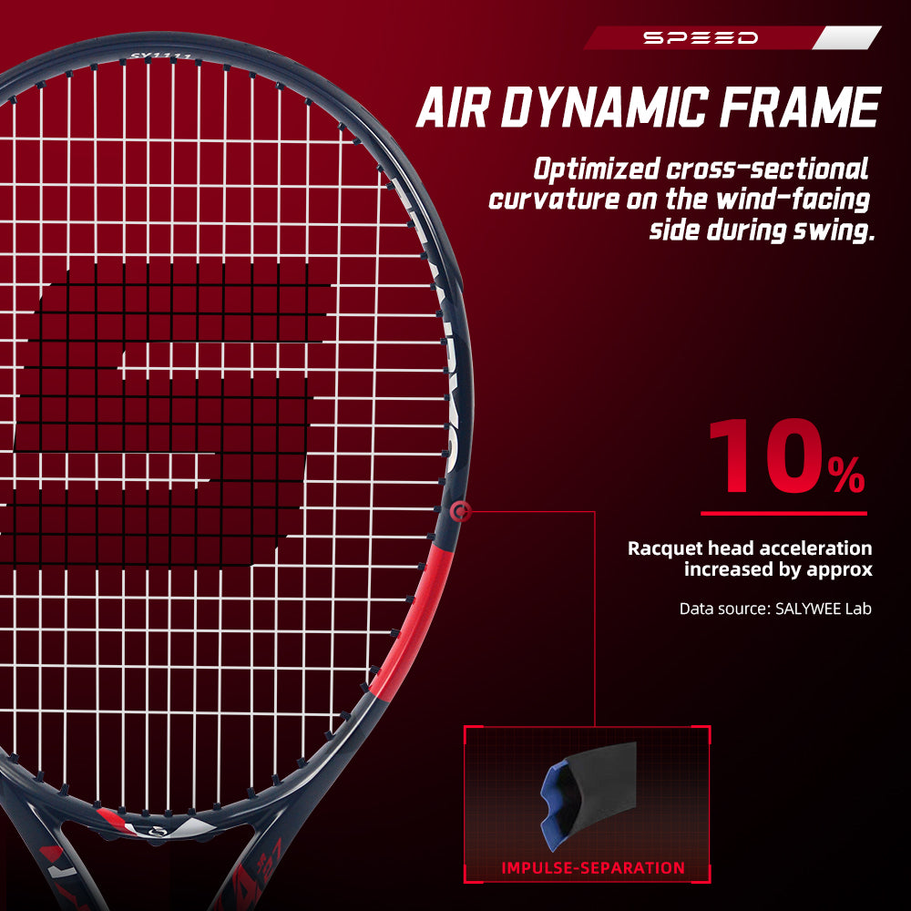 SALYWEE ALPHA SY1111 Tennisschläger Vollcarbon 273g unbesaitet 16×19 Saitenbild 50-60LBS Spannung Freizeitschläger