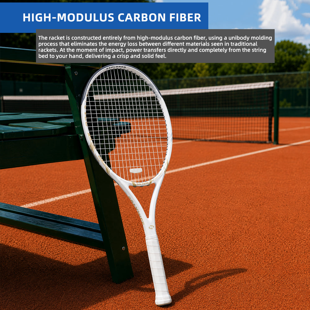 SALYWEE EXPLORER SY1119 Carbon Fiber Tennis Racket | 260g 102in² 16×19 Pre-Strung Adult Racquet