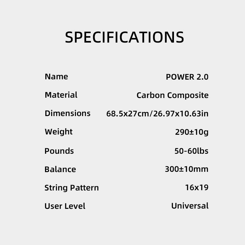 SALYWEE POWER 2.0 & POWER 100 Carbon Composite Tennis Racket | 285g 16×19 Pre-Strung Adult Racquet