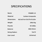 SALYWEE POWER 2.0 & POWER 100 Carbon Composite Tennis Racket | 285g 16×19 Pre-Strung Adult Racquet
