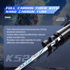 SALYWEE K520 PRO Speed‑Type Full Carbon Fiber Badminton Racket 4U, 26‑30LBS Tension, 295±5mm Balance Point, 675±5mm Length, White & Black Color Options