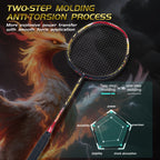 SALYWEE SY904 Golden Dragon Fire Phoenix Badminton Racket T800+30T Carbon Fabric 4U High Tension 26‑35LBS Powerful Smash Competitive Racket