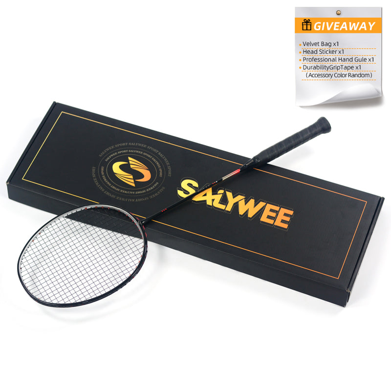 SALYWEE NOVA2.0 Offensive Badminton Racket 5U Ultra‑Light, T700+30T High‑Rigidity Carbon Fiber, 300±5mm Balance, 6.8mm Ultra‑Thin Shaft, 28‑32LBS, 76 String Holes