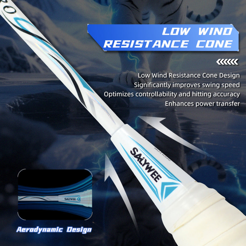SALYWEE K520 PRO Speed‑Type Full Carbon Fiber Badminton Racket 4U, 26‑30LBS Tension, 295±5mm Balance Point, 675±5mm Length, White & Black Color Options