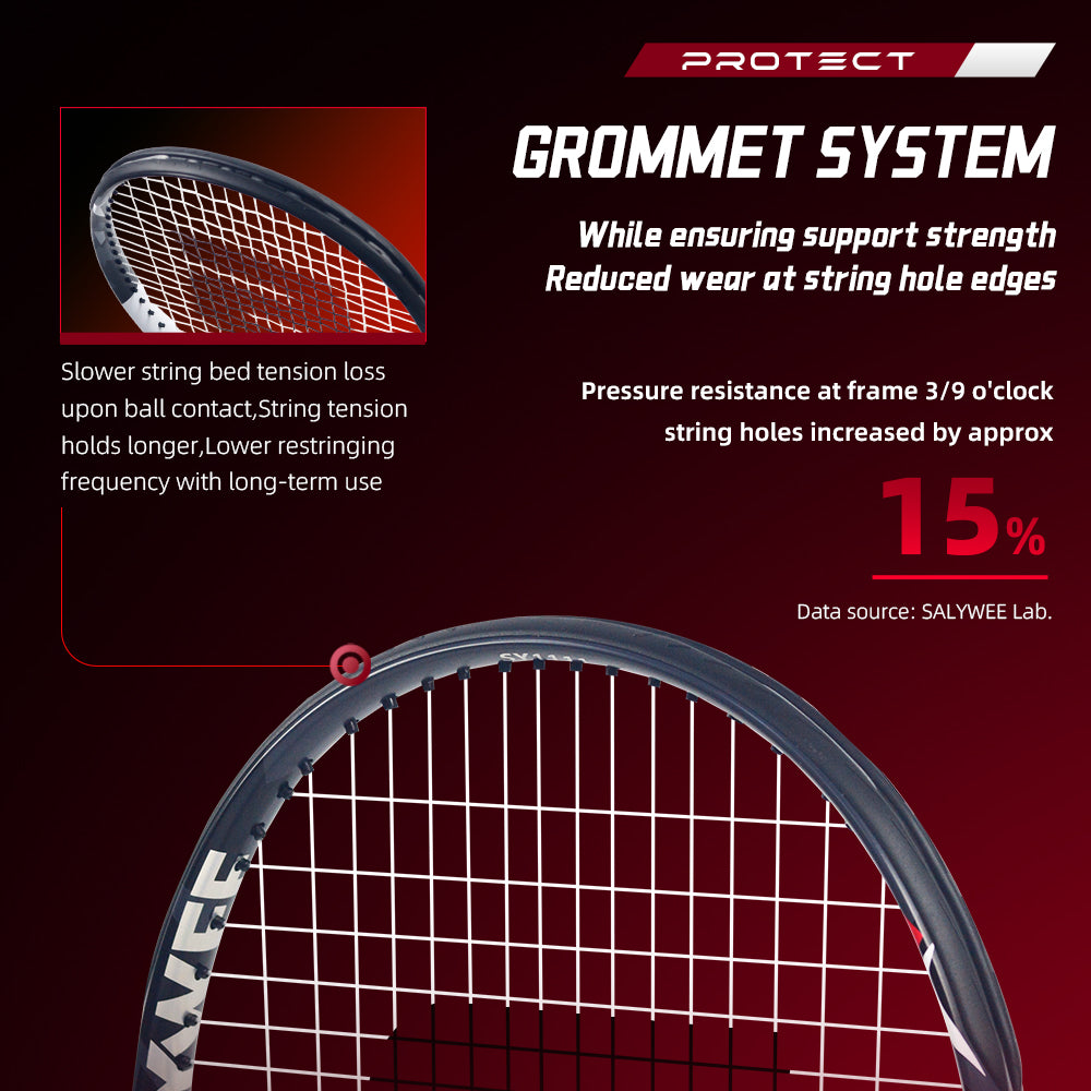SALYWEE ALPHA SY1111 Tennisschläger Vollcarbon 273g unbesaitet 16×19 Saitenbild 50-60LBS Spannung Freizeitschläger