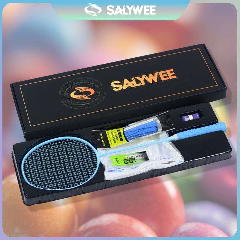 SALYWEE Candy 4U Carbon Fiber Badminton Racket, 3 Vivid Colors Blue / Green / Fluorescent Yellow, 22‑26LBS, Beginner & Amateur Recreation Use