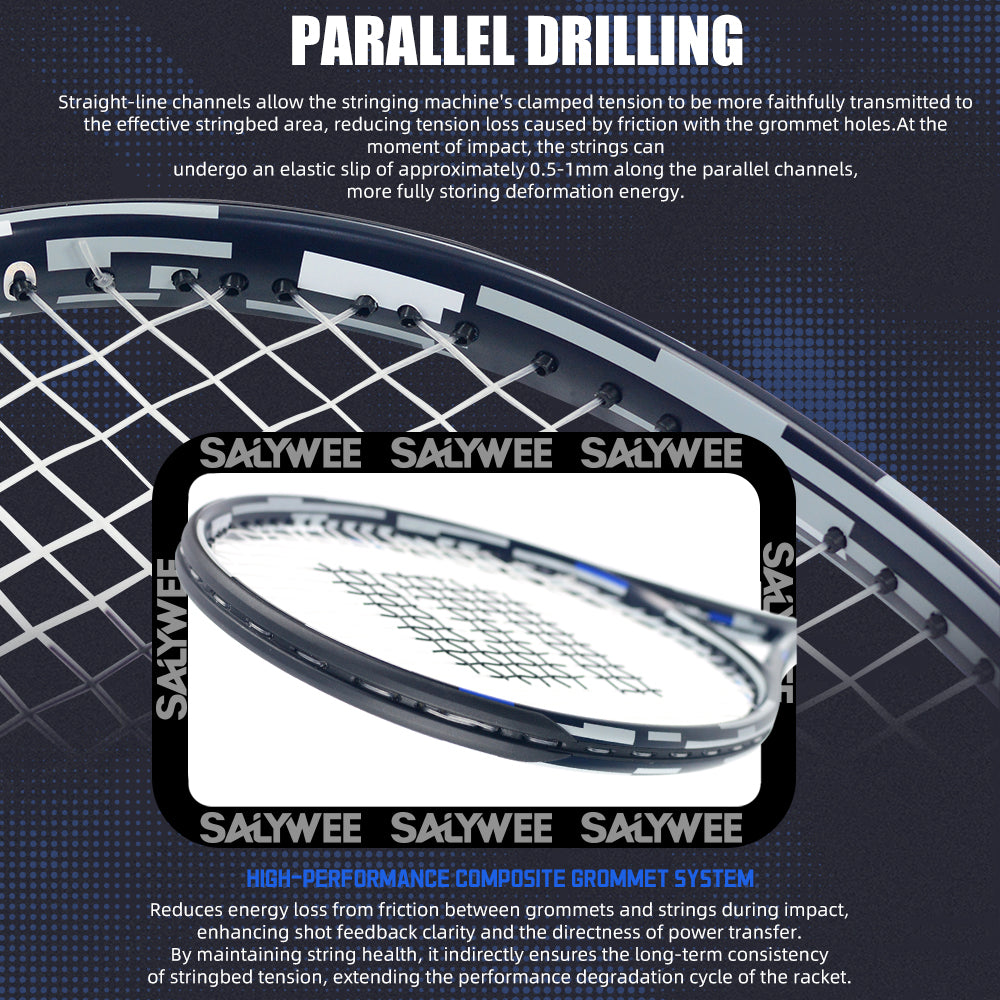 SALYWEE UNI360 Tennis Racket T800 Carbon Fiber 105in² Head 16×19 String Pattern Stable Control for Intermediate Adult Players