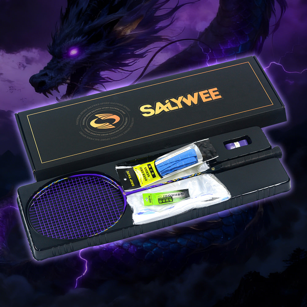 SALYWEE Dragon Lin SY906 Badminton Racket T800+40T Material 300mm Balance Point ≤32LBS Tension Purple Black Offensive Badminton Racquet
