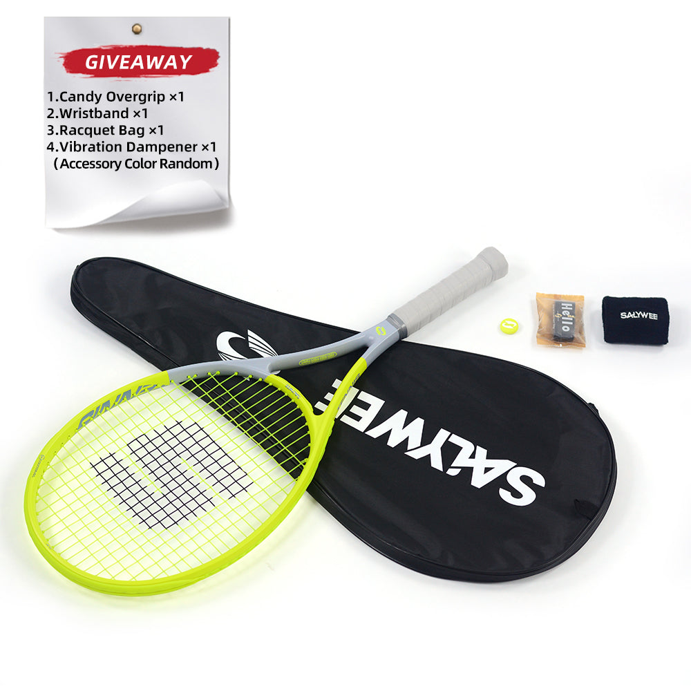SALYWEE Gemini Composite Tennis Racket 69cm Length 330mm Balance Point 50-60LBS Tension Aluminum Carbon Frame Daily Practice Tennis Racket