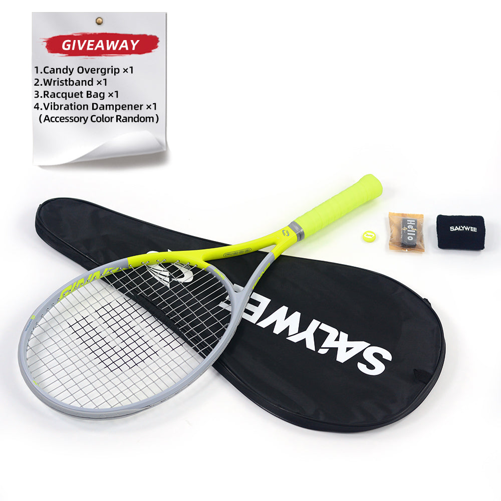 SALYWEE Gemini Composite Tennis Racket 69cm Length 330mm Balance Point 50-60LBS Tension Aluminum Carbon Frame Daily Practice Tennis Racket