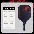 SALYWEE Dragon Print Pickleball Paddle 40×19.8cm Size 12mm Thickness 228±5g Unstrung Recreational Pickleball Racquet
