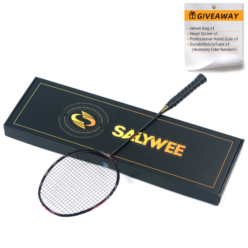 SALYWEE TWIST SY909 Pre‑Strung Full Carbon Fiber Badminton Racket 75±5g, 290±5MM Balance, 675±5MM Length for Daily Training & Competition