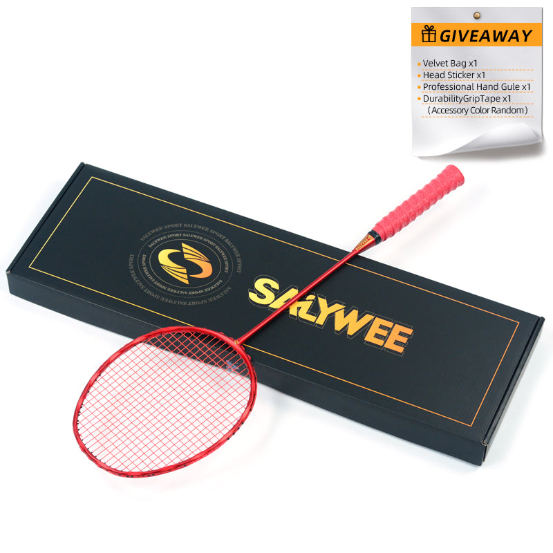SALYWEE TWIST SY909 Pre‑Strung Full Carbon Fiber Badminton Racket 75±5g, 290±5MM Balance, 675±5MM Length for Daily Training & Competition