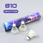 SALYWEE SY810 Natural Feather Shuttlecocks, Synthetic Fiber Composite Cork Head, 10 Pcs Per Tube, Durable For Daily Club Training