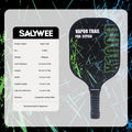 SALYWEE Vapor Trail X1000 Pickleball Paddle Fiberglass Surface 40×19.8cm 12mm Core Turquoise Orange-Red Pickleball Racket