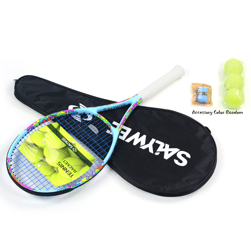 SALYWEE Doodle 2.0 Colorful Doodle Graphic Tennis Racket Pre‑Strung Ready To Play Carbon Tennis Racket for Adult Tennis Lovers