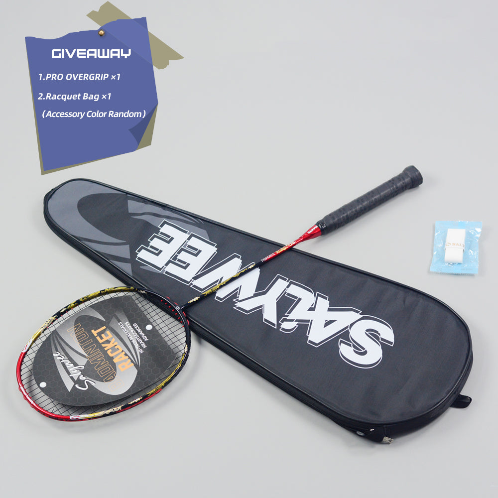 SALYWEE SY904 Golden Dragon Fire Phoenix Badminton Racket T800+30T Carbon Fabric 4U High Tension 26‑35LBS Powerful Smash Competitive Racket