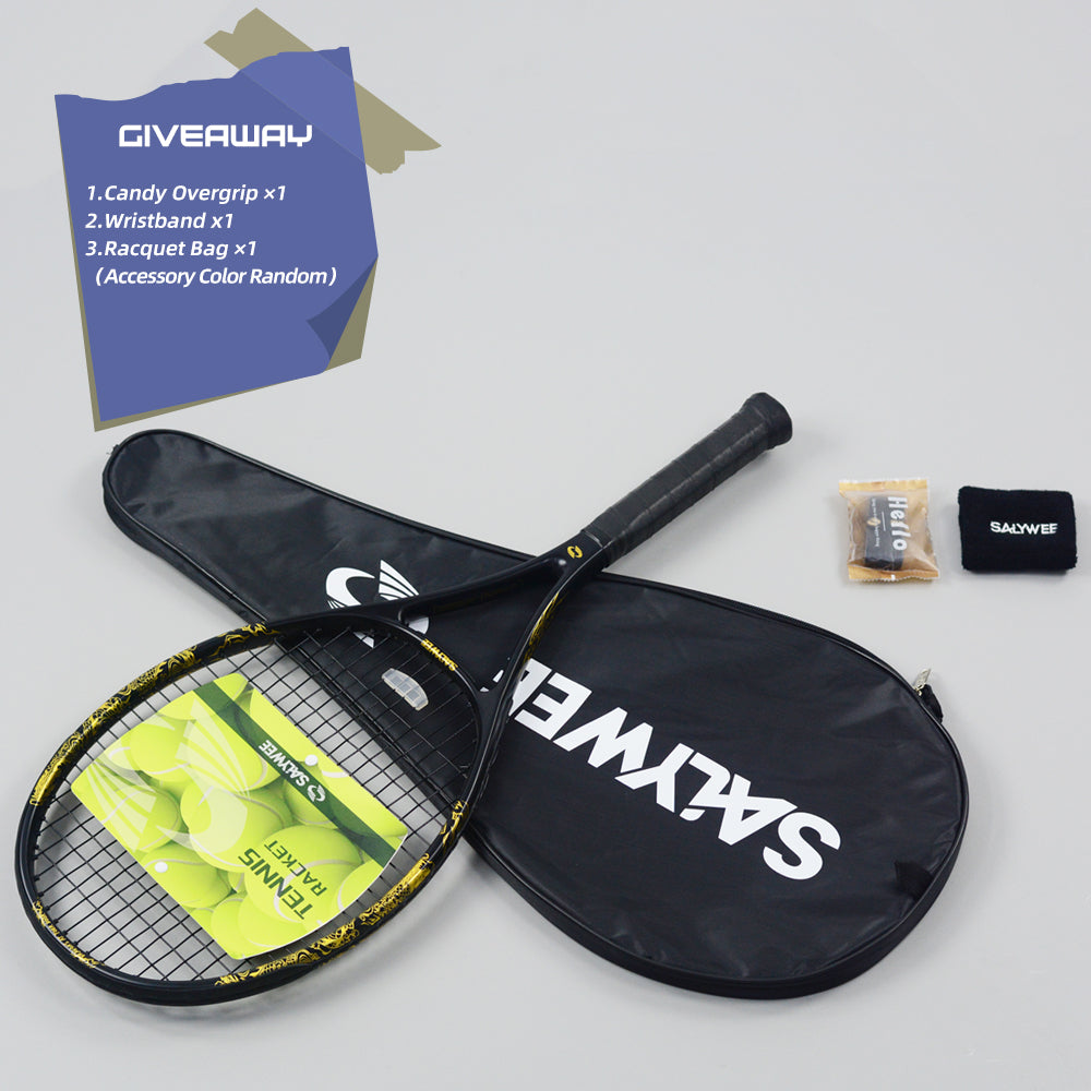SALYWEE Golden Dragon SY1116 Tennis Racket | Carbon Fiber 280g 105in² 16×19 Pre-Strung Adult Racquet