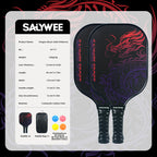 SALYWEE Dragon Print Pickleball Paddle 40×19.8cm Size 12mm Thickness 228±5g Unstrung Recreational Pickleball Racquet