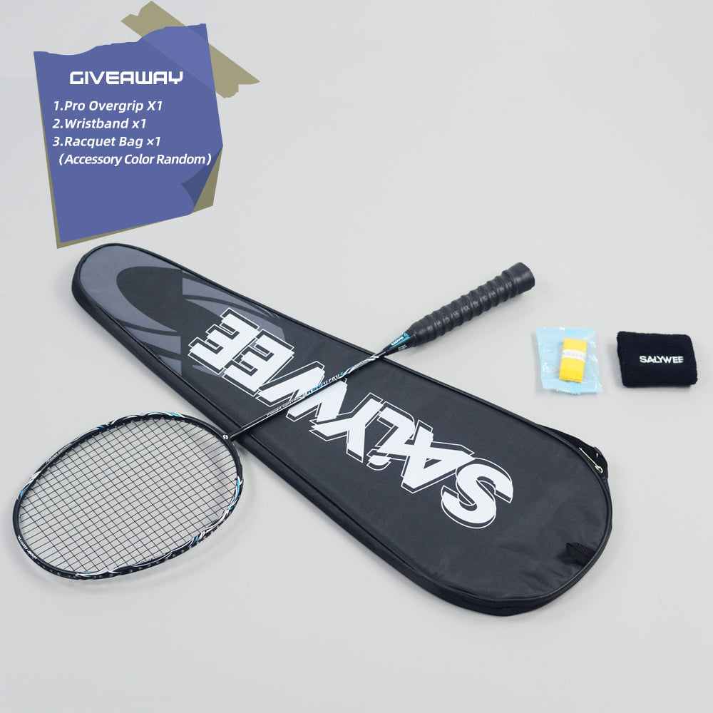 SALYWEE K520 PRO Speed‑Type Full Carbon Fiber Badminton Racket 4U, 26‑30LBS Tension, 295±5mm Balance Point, 675±5mm Length, White & Black Color Options