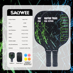 SALYWEE Vapor Trail X1000 Pickleball Paddle Fiberglass Surface 40×19.8cm 12mm Core Turquoise Orange-Red Pickleball Racket