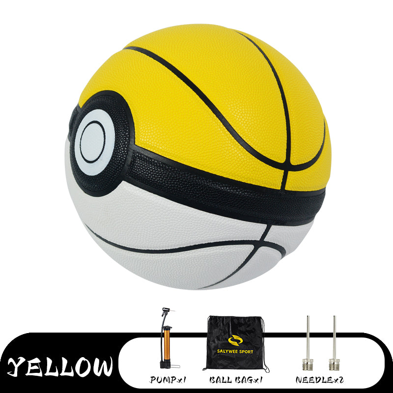 SALYWEE SY3332 ELF No.7 Match Quality Basketball, PU Moisture‑Absorbing Surface, Rubber Bladder, PE Wrapped Yarn, Indoor & Outdoor, 4‑Color Options Orange Blue Red Yellow
