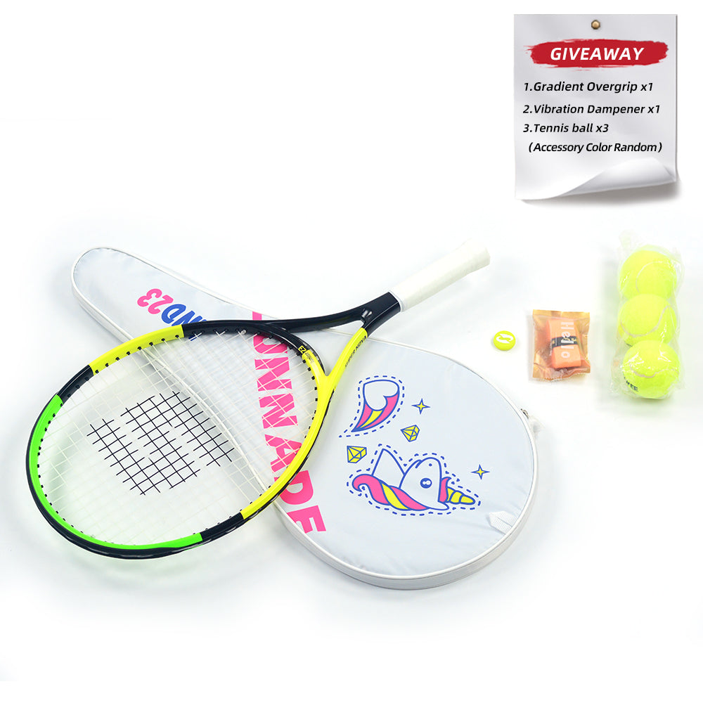 SALYWEE Children Tennis Racket Aluminum-Carbon Frame 4 Sizes Optional Lightweight For Kids Height Matching Training Use