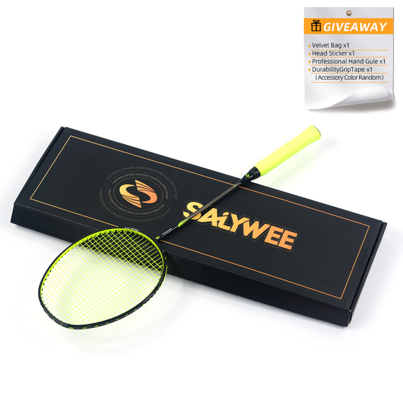 SALYWEE Sharp・Feather Head‑Heavy Offensive Badminton Racket 305±3mm Balance Point 6U Light Weight, T700+30T Carbon For Powerful Smash Shots